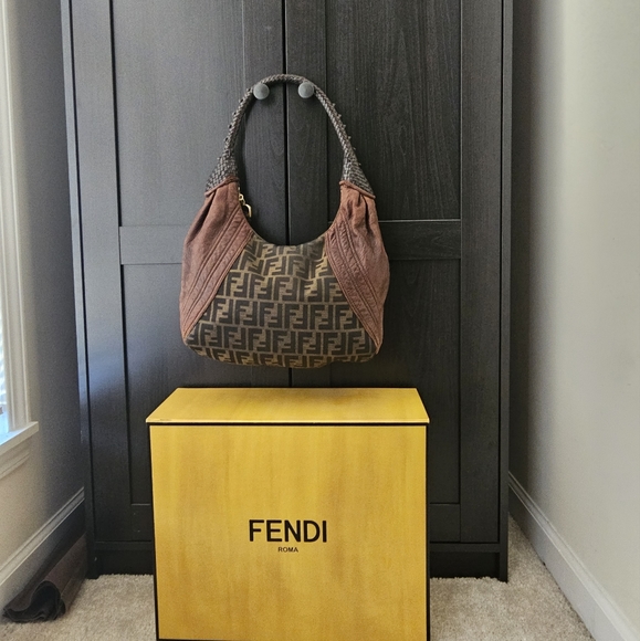 Fendi Tobacco Brown Zucca Canvas Spy Hobo Bag - Picture 2 of 16